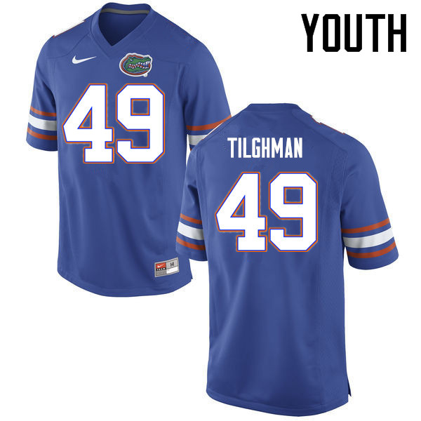 Youth Florida Gators #49 Jacob Tilghman College Football Jerseys Sale-Blue - Click Image to Close
